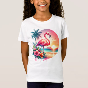 Pink Flamingo Sunset Clipart T-Shirt