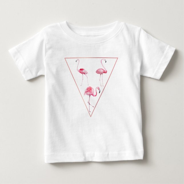 Pink Flamingo Triangle Design Baby T-shirt (Vorderseite)