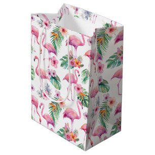 Pink Flamingo Tropical Baby Duschgeschenk Beutel Mittlere Geschenktüte