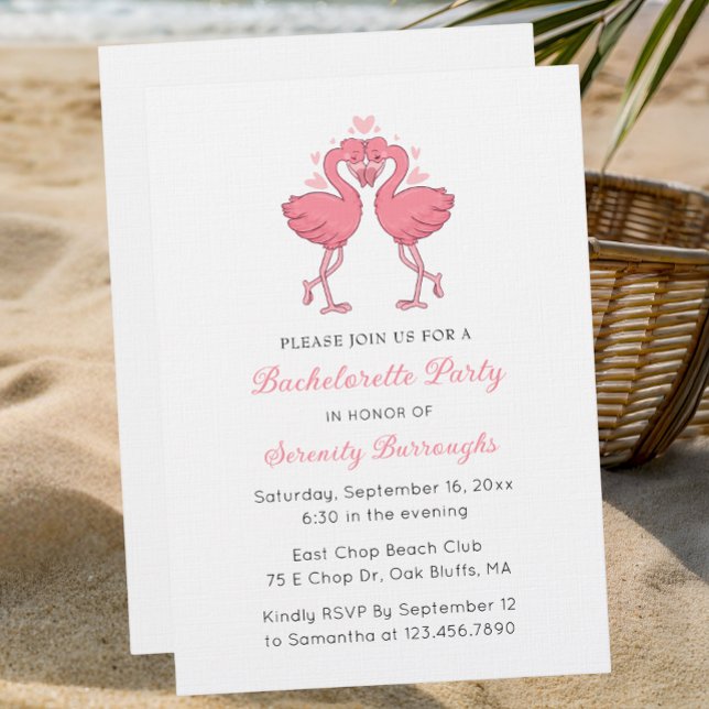 Pink Flamingo Tropical Beach Bachelorette Party Einladung (Von Creator hochgeladen)
