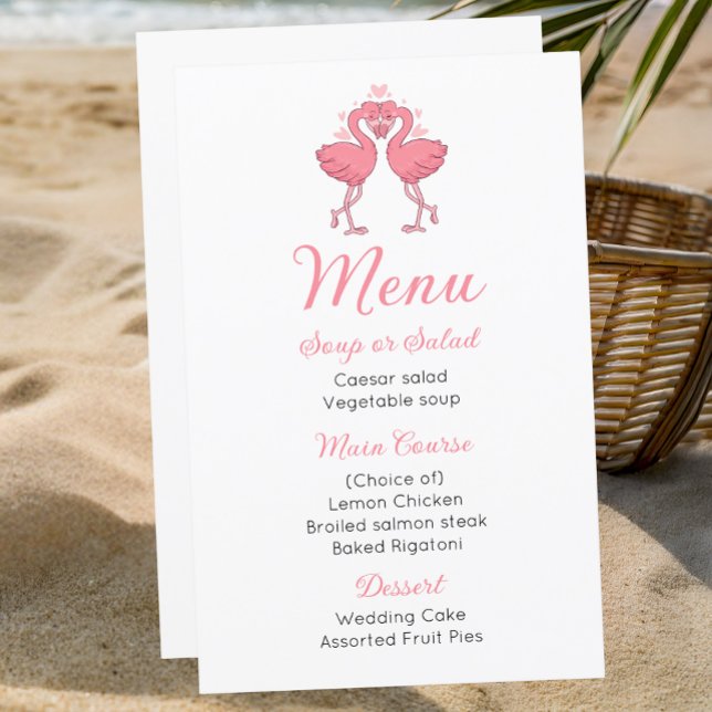 Pink Flamingo Tropical Beach Hawaiian Wedding Menu (Von Creator hochgeladen)