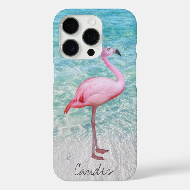 Pink Flamingo Tropical Beach Moderne Ihren Namen h Case-Mate iPhone Hülle (Rückseite)