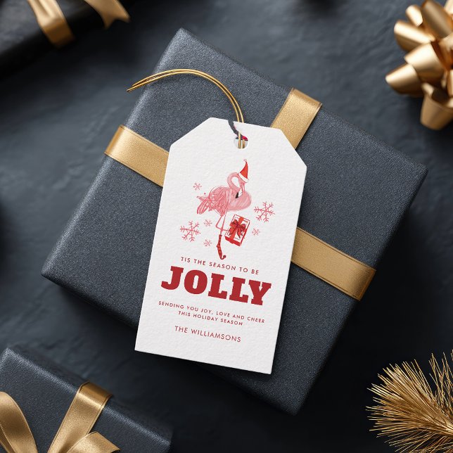 Pink Flamingo Tropical Beach Weihnachten Geschenkanhänger (Pink Flamingo Tropical Beach Christmas Gift Tags)