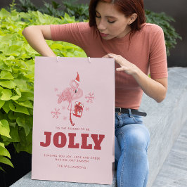 Pink Flamingo Tropical Beach Weihnachten Mittlere Geschenktüte