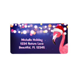 Pink Flamingo Tropical Beach Weihnachtsadresse Adressaufkleber