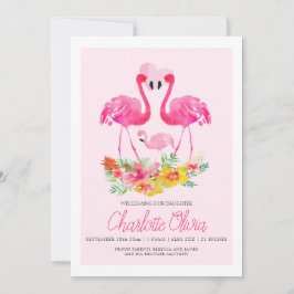 Pink Flamingo Tropical Blume New Baby Ankündigung