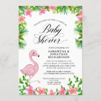 Pink Flamingo Tropical Blume Virtual Baby Dusche