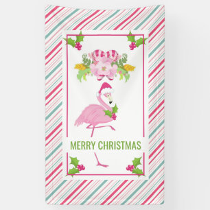Pink Flamingo Tropical Christmas Banner