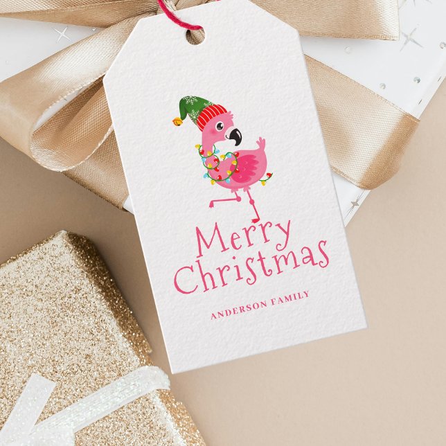Pink Flamingo Tropical Christmas Geschenkanhänger (Von Creator hochgeladen)