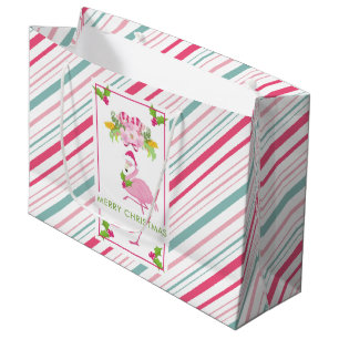 Pink Flamingo Tropical Christmas Große Geschenktüte