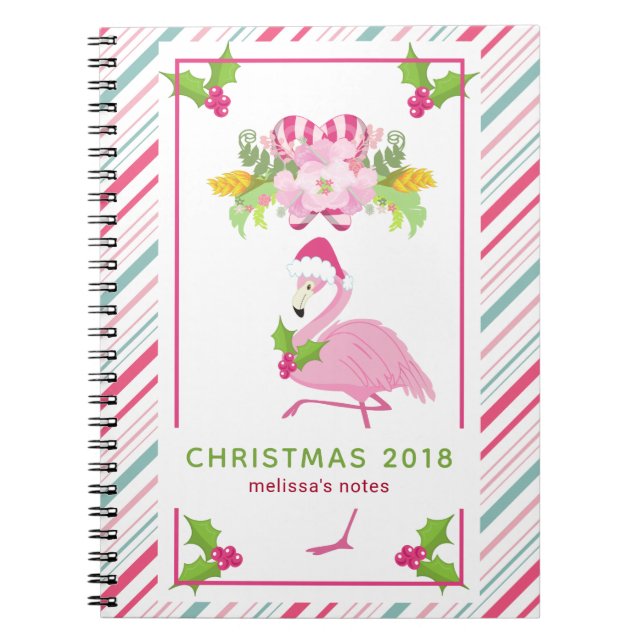 Pink Flamingo Tropical Christmas Notizblock (Vorderseite)