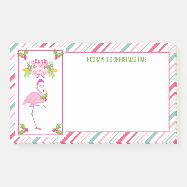 Pink Flamingo Tropical Christmas Post-it Klebezettel (Vorderseite)