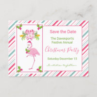 Pink Flamingo Tropical Christmas Save the Date