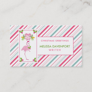 Pink Flamingo Tropical Christmas Visitenkarte