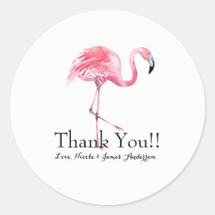 Pink Flamingo Tropical Elegante Wedding Gefallen Runder Aufkleber