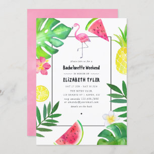 Pink Flamingo Tropical Exotic Bachelorette Wochene Einladung