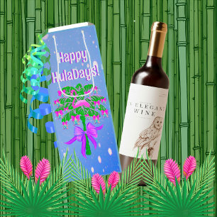 Pink Flamingo Tropical Happy Huladays Geschenktüte Für Weinflaschen