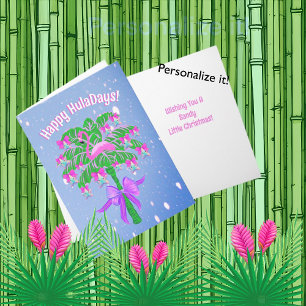 Pink Flamingo Tropical Happy Huladays Karte