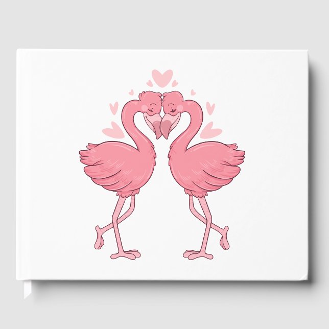 Pink Flamingo Tropical Hawaiian Beach Wedding Gästebuch (Vorderseite)