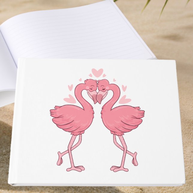 Pink Flamingo Tropical Hawaiian Beach Wedding Gästebuch (Von Creator hochgeladen)