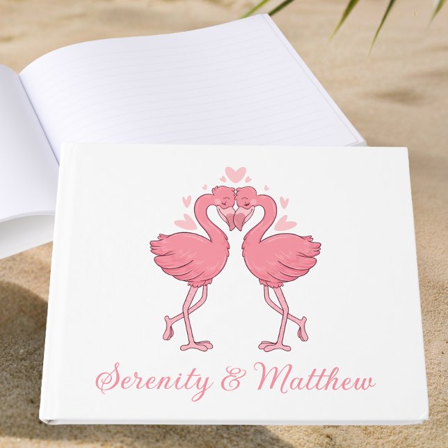 Pink Flamingo Tropical Hawaiian Beach Wedding Gästebuch (Von Creator hochgeladen)