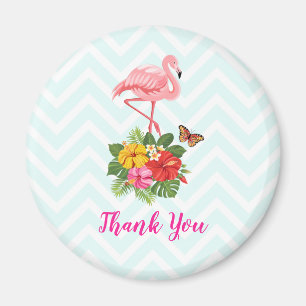 Pink Flamingo & Tropical Hibiskus Extravagant Viel Magnet