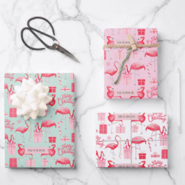Pink Flamingo Tropical Holiday Retro Pastel Colors Geschenkpapier Set