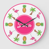 Pink Flamingo Tropical Island Palm Tree Ananas