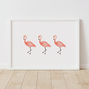 Pink Flamingo Tropical Nursery Decor Poster