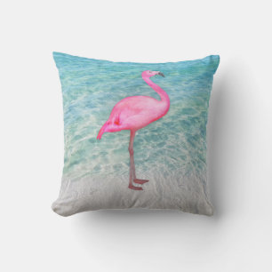 Pink Flamingo Tropical Sandy Beach Moderner Chic Kissen