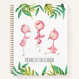 Pink Flamingo Tropical Sketchbook Notizbuch