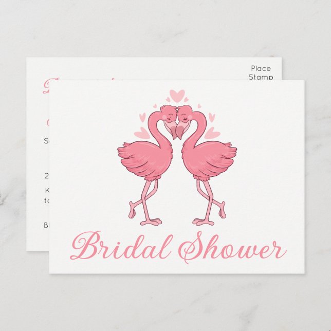  Pink Flamingo Tropical Summer Beach Bridal Shower Einladungspostkarte (Vorne/Hinten)