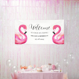 Pink Flamingo Tropical Summer Beach Hochzeit Banner