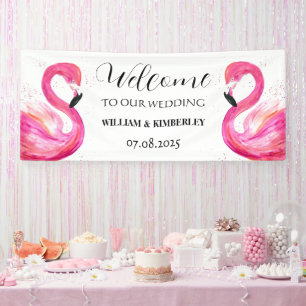 Pink Flamingo Tropical Summer Beach Hochzeit Banner