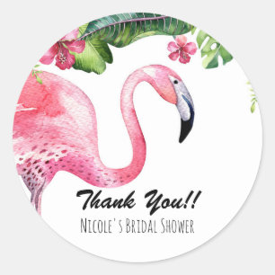 Pink Flamingo Tropical Summer Gastgeschenk Runder Aufkleber