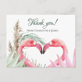 Pink Flamingo Tropical Vielen Dank für Ihre Hochze Postkarte