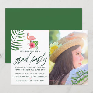 Pink Flamingo Tropical Watercolor Luau Abschluss Einladung