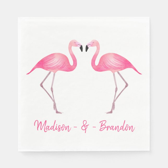 Pink Flamingo Tropical Wedding Brautparty Luau Serviette (Vorderseite)
