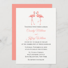 Pink Flamingo Tropical Wedding Niedlich Summer Bea Einladung