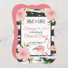 Pink Flamingo Tropical Wedding Save The Date