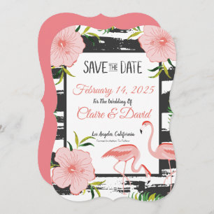 Pink Flamingo Tropical Wedding Save The Date
