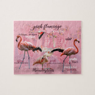 Pink Flamingo Typografie   Angepasst Puzzle