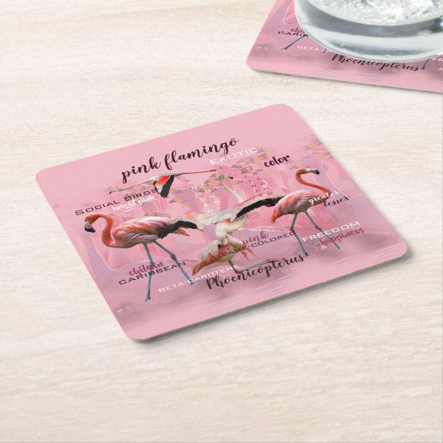 Pink Flamingo Typografie | Angepasst Rechteckiger Pappuntersetzer (angewinkelt)