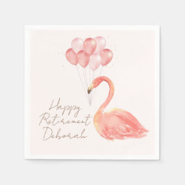 Pink Flamingo und Balloons Custom Retirement Party Serviette