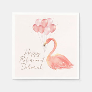 Pink Flamingo und Balloons Custom Retirement Party Serviette