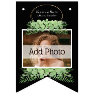 Pink Flamingo und Herz Muster schwarz Wimpelkette