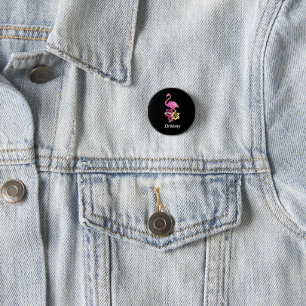 Pink Flamingo und Hibicus Button