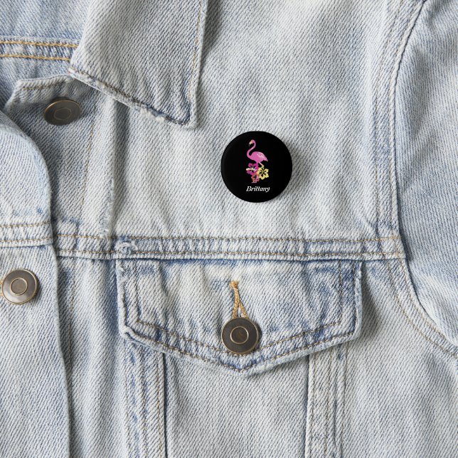 Pink Flamingo und Hibicus Button (Beispiel)