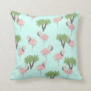 Pink Flamingo und Palm Trees Muster Kissen