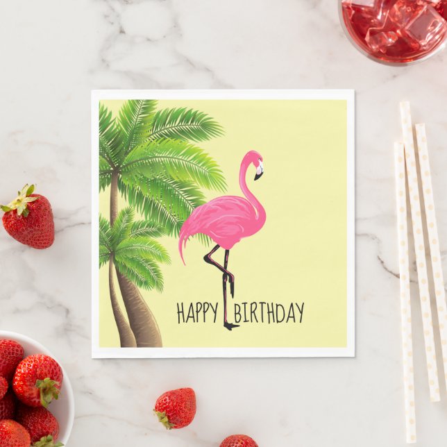 Pink Flamingo und Palmen Trees PaperPaper Napkins Serviette (Beispiel)